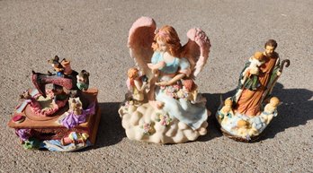 (3) Vintage Music Box Feature Home Decor Figure Selections