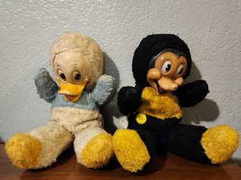 Vintage GUND For WALT DISNEY Mickey Mouse And Daffy Duck Plush Figures