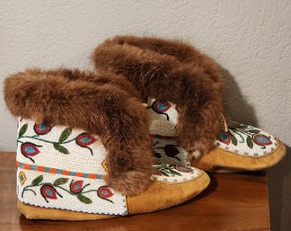 Vintage Handmade Beaded Moccassion Shoes