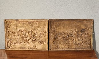 (2) Vintage Metal Cast Dutch Colonial Scene Selections