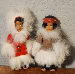 (2) Vintage Plastic Eskimo Doll Figures