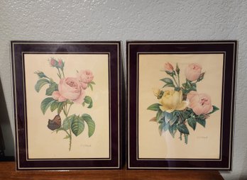 (2) Vintage Fine Art Floral Prints