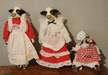 (3) Vintage Cow Decor Figures