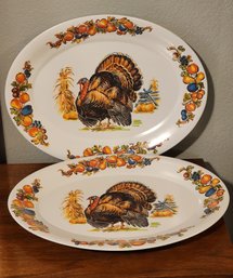 (2) Large Plastic Turkey Serving Platters