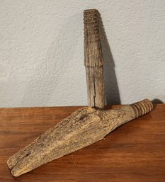 (2) Primative Style Wooden Tools