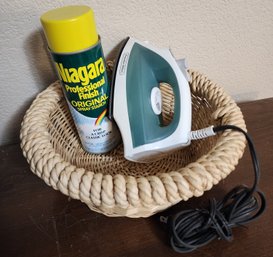 PROCTOR SILEX Iron, Can Of Spray Starch And Basket