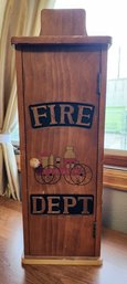 Vintage Fire Dept Wooden Extinguisher Storage Box