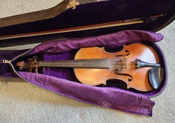 Vintage Violin With Bow And Original Hard Case