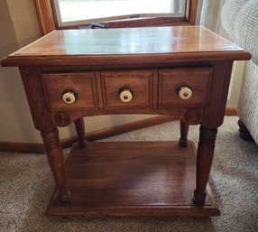 Vintage Wooden Side Table With Drawer