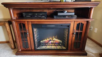 Entertainment Wooden Center With Remote Fireplace Feature