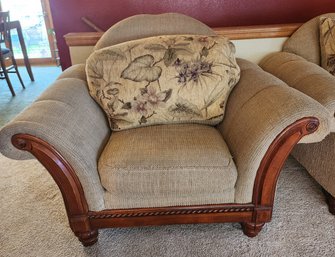 Large Upholstered Chair With Wood Frame