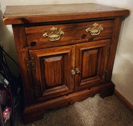 Vintage Wooden Side Table With Storage