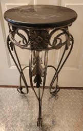 Vintage Metal Base Stone Top Plant Stand