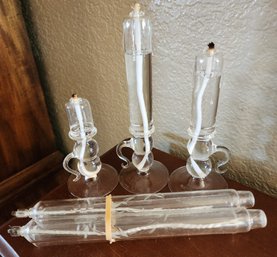 Bundle Of Vintage Glass Oil Style Burning Candles