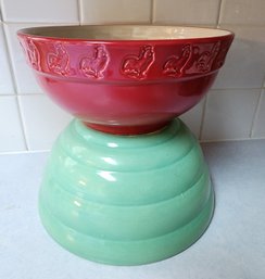 (2) Large Ceramic Kitchen Mixing Bowls