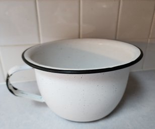 Vintage Enamel Bowl With Handle