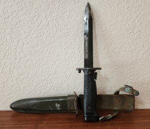 Vintage United States Marine Corp Scabbard WW2 Bayonet Dagger With Original Metal Sheath