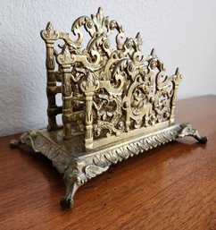 Antique 3-Section Brass Letter Holder Organizer