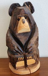 Vintage Folk Art Handmade Chainsaw Wooden Art Bear Home Decor