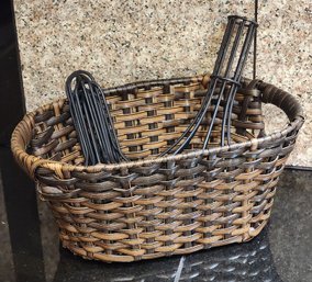 (5) Metal Roasting Stands With Woven Storage Basket