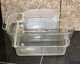 Assortment Of Clear Glass Bakeware Dishes