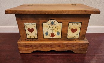 Vintage Handmade Folk Art Wooden Storage Chest