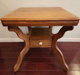 Vintage Parlor Table With Drawer Storage