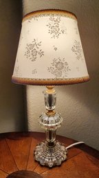 Vintage Glass Base Table Lamp With Beautiful Shade