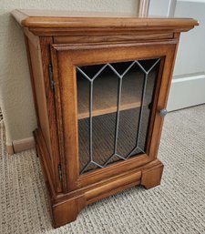 Wooden Side Table With Glass Front Door