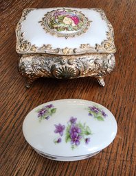 (2) Vintage Jewelry Trinket Boxes