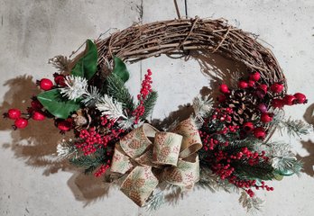 Vintage Hanging Twig Style Christmas Wreath With Hanging Hook