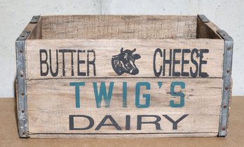 Vintage TWIG'S DAIRY Wooden Milk Crate