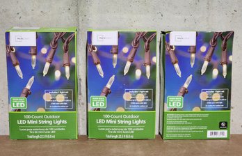 (3) Boxes Of LED Mini String 100 Count Christmas Lights