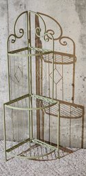 Vintage Green Metal 3 Shelf Folding Shelf System