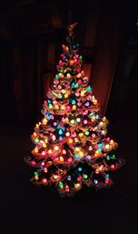 Large Vintage Ceramic Mid Century Modern Multicolor Bulb Christmas Tree