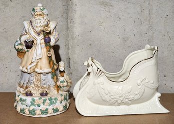 (2) Ceramic Christmas Theme Music Accent Figures