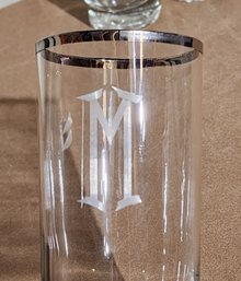 Vintage Silver Rim M Monogram Drinking Glasses