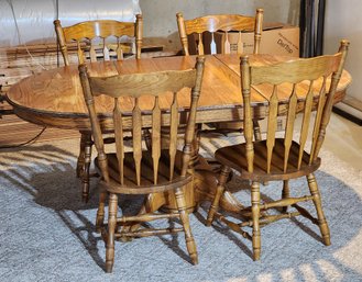 Vintage Claw Foot Wooden Dining Table With (4) Chairs