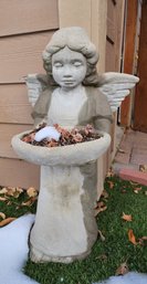 Vintage Outdoor Cement Angel Planter Figure