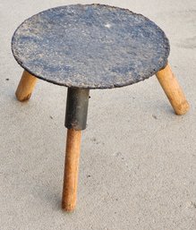 Cast Metal And Wood Leg Stool