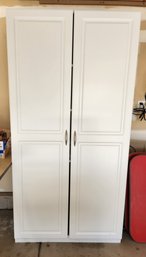 Large White Pressed Wood Double Door Storage Cabinet