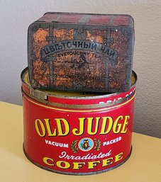 (2) Vintage Metal Advertising Containers