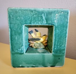 McCoy USA Rectangle Arcature Green Double Sided Bird Vase