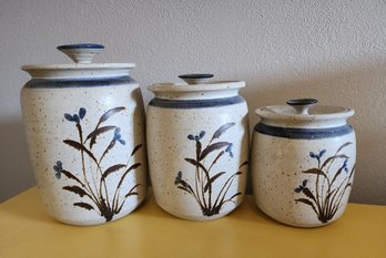 Vintage Ceramic Canister Set With Lids