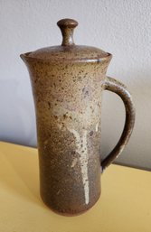 Vintage Stoneware Pottery Ceramic Pitcher With Lid