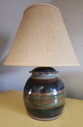 Vintage Large Ceramic Base Table Lamp With Original Shade