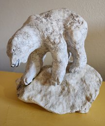 Vintage Fine Art Stone Carved Bear Sculpture SIGNED By Artist