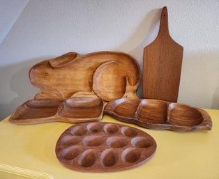 Assortment Of Teak And Monkey Pod Wooden Tableware Selections