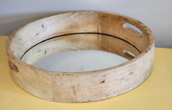 Large Wooden Frame Display Tray With Mirror Insert