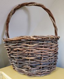 Vintage Woven Twig Style Huge Gathering Basket